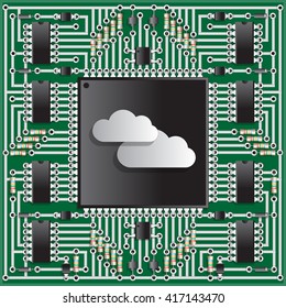 The electronic board in the form of cloud storage. Vector illustration. 