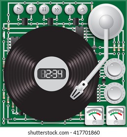 The electronic board in the form of a modern turntable. Audio Player. Vector illustration. 