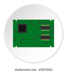 Electronic board icon in flat circle isolated vector illustration for web