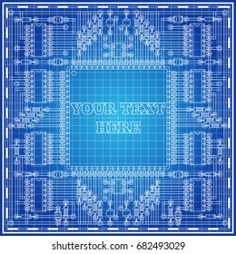 The electronic board on a blue background. Vector illustration.