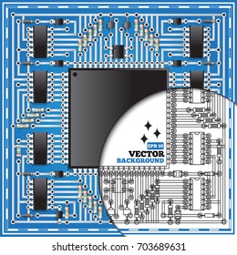 The electronic board on a blue background. Vector illustration.