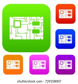 Electronic board set icon color in flat style isolated on white. Collection sings vector illustration