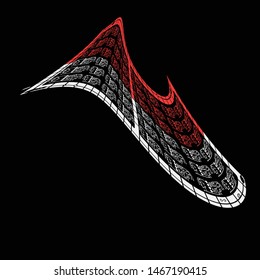 Electronic boards with lines and chips, forming abstract Indonesian flags. with black background

 

