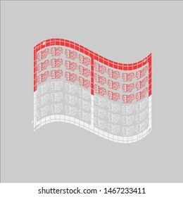 Electronic boards with lines and chips, forming abstract Indonesian flags

