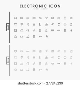 electronic bold and thin line icons