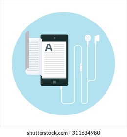 Electronic book, audio book flat style, colorful, vector icon for info graphics, websites, mobile and print media.
