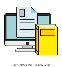 electronic book with computer and document