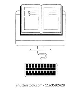 electronic book with computer and keyboard