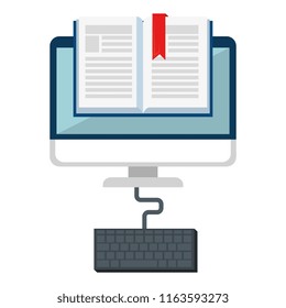 electronic book with computer and keyboard
