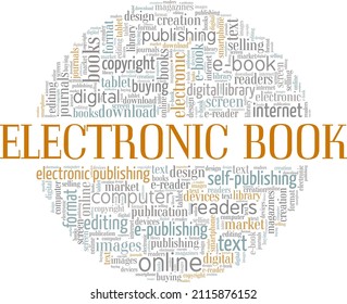 Electronic Book konzeptuelle Vektorgrafik Wort Cloud einzeln auf weißem Hintergrund.