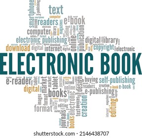 Electronic Book konzeptuelle Vektorgrafik Wort Cloud einzeln auf weißem Hintergrund.