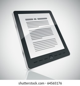 Electronic book (e-book) reader. 3d vector illustration.