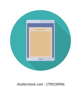 Electronic book flat icon with long shadow. Ebook illustration. Vector.