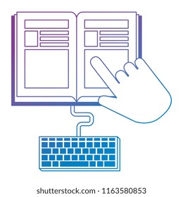 electronic book with hand and keyboard
