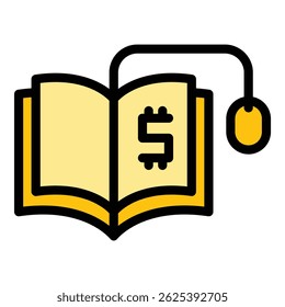 Electronic book icon outline vector. Computer ebook. Digital learn color flat