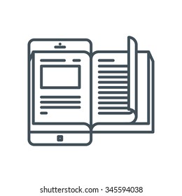 Electronic book icon suitable for info graphics, websites and print media and  interfaces. Line vector icon.