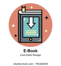 Electronic Book Line Color Icon