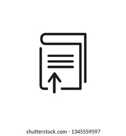 Electronic book line icon. Downloading book, text file, textbook. E-learning concept. Vector illustration can be used for topics like education, technology, internet