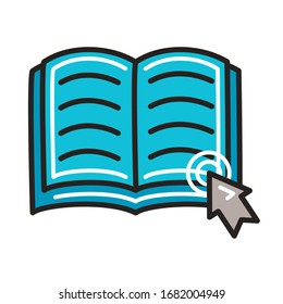 electronic book with mouse arrow education online line and fill style vector illustration design