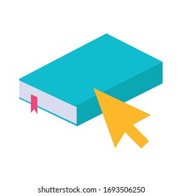 electronic book with mouse arrow education online flat style vector illustration design