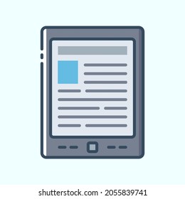 Electronic book reader colored icon. Collection of electronic devices and gadgets icons. Vector stylish outline illustrations on light background.