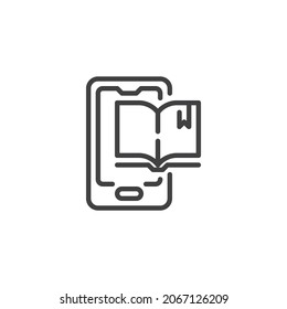 Electronic book reader line icon. linear style sign for mobile concept and web design. Online education, E-book outline vector icon. Symbol, logo illustration. Vector graphics