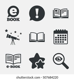 Electronic book signs. E-Book symbols.