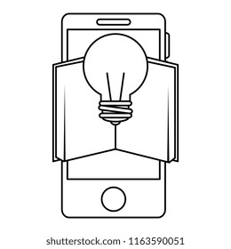 electronic book with smartphone and bulb