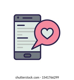 electronic book in smartphone with heart vector illustration design