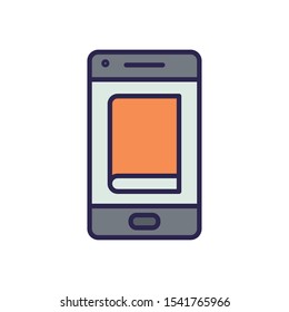 electronic book in smartphone icon vector illustration design