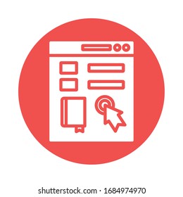 electronic book in template and cursor education online block style vector illustration design