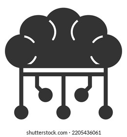 Electronic brain - icon, illustration on white background, glyph style
