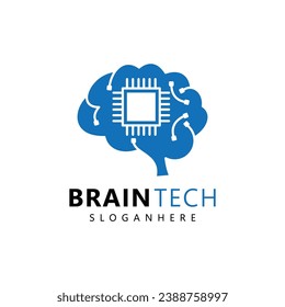 Elektronisches Hirnlogo. Design der digitalen Hirntechnologie