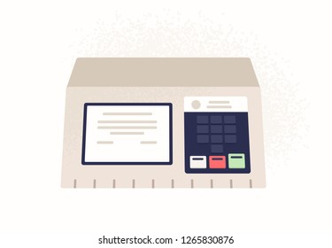Electronic brazilian voting machine isolated on white background. Device used in political election or referendum to vote. Colorful vector illustration in flat cartoon style.