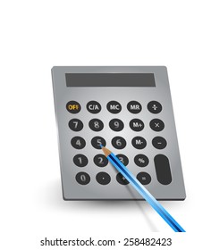 Electronic calculator with color pencil vector on a white background
