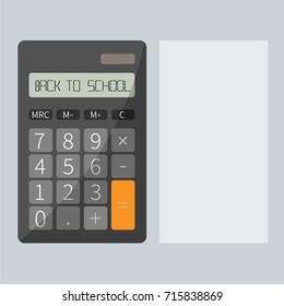 electronic calculator concept vector for education, math & calculate numbers. realistic modern simple keypad. pocket calculator flat design style cartoon isolated for back to school