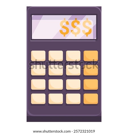 Electronic calculator displaying dollar signs is showing financial calculations