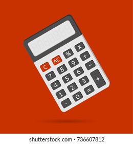 Electronic calculator in flat style. Digital keypad math isolated device vector icon.