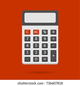 Electronic calculator in flat style. Digital keypad math isolated device vector icon.