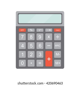 Electronic calculator in flat style isolated on white background. Vector illustration.