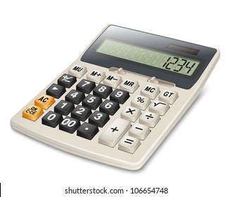 Electronic calculator isolated on white background. EPS10 vector. Without gradient mesh