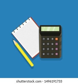 electronic calculator and notepad vector illustration