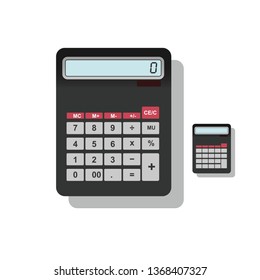 Electronic calculator, numerals written and empty calculator vector illustration