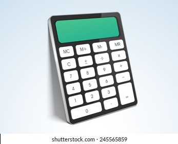 Electronic calculator on gradient background for easy calculations.