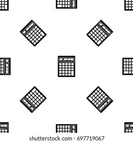 Electronic calculator pattern repeat seamless in black color for any design. Vector geometric illustration