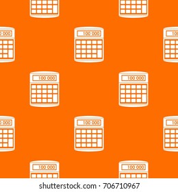An electronic calculator pattern repeat seamless in orange color for any design. Vector geometric illustration