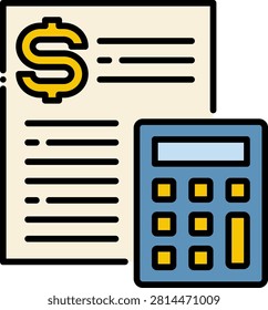 Electronic calculator placed next to a detailed financial text document. This mathematical layout illustrates accounting practices and economic finance studies. Excellent for business school curricula and accounting certification courses.