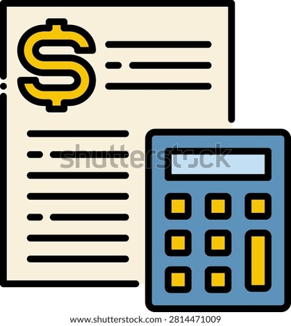Electronic calculator placed next to a detailed financial text document. This mathematical layout illustrates accounting practices and economic finance studies. Excellent for business school curricula and accounting certification courses.