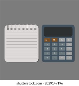 Electronic calculator with shadow in flat style. Digital keypad math isolated device vector illustration.eps 10