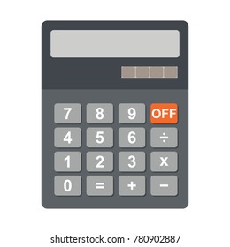 Electronic calculator with a solar battery, flat vector illustration. Icon on white background.